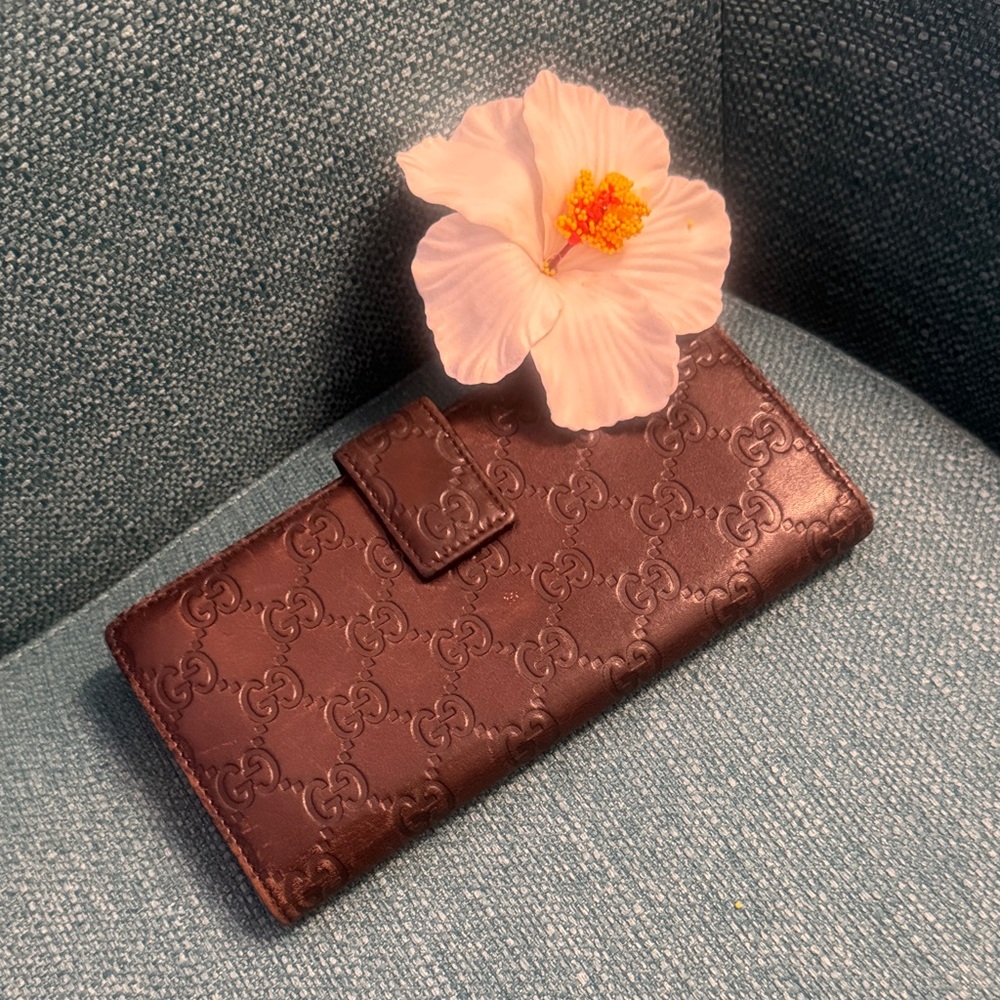 Gucci Dark Brown Embossed Leather Wallet